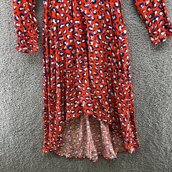 NWT Graceatwood The Drop Long Sleeve Midi Dress Sz S Red Leopard Print V-Neck - Picture 3 of 12